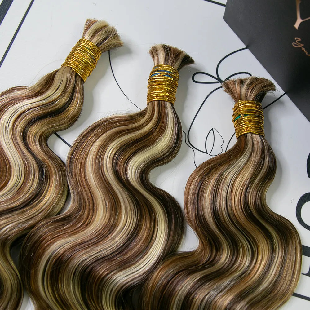 Body Wave Bulk Human Braiding Hair #4/27/30/613