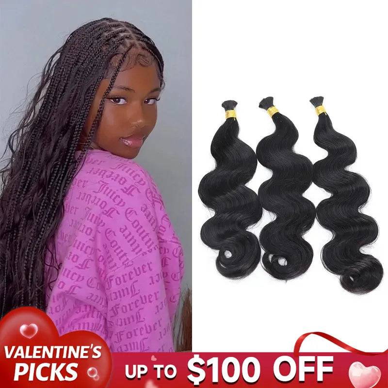 body wave double drawn bulk hair VALENTINE