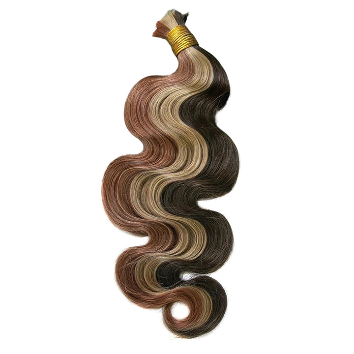 Double Drawn Burmese #4/#27/#30 Mix Color Blend Body Wave Bulk Human Braiding Hair