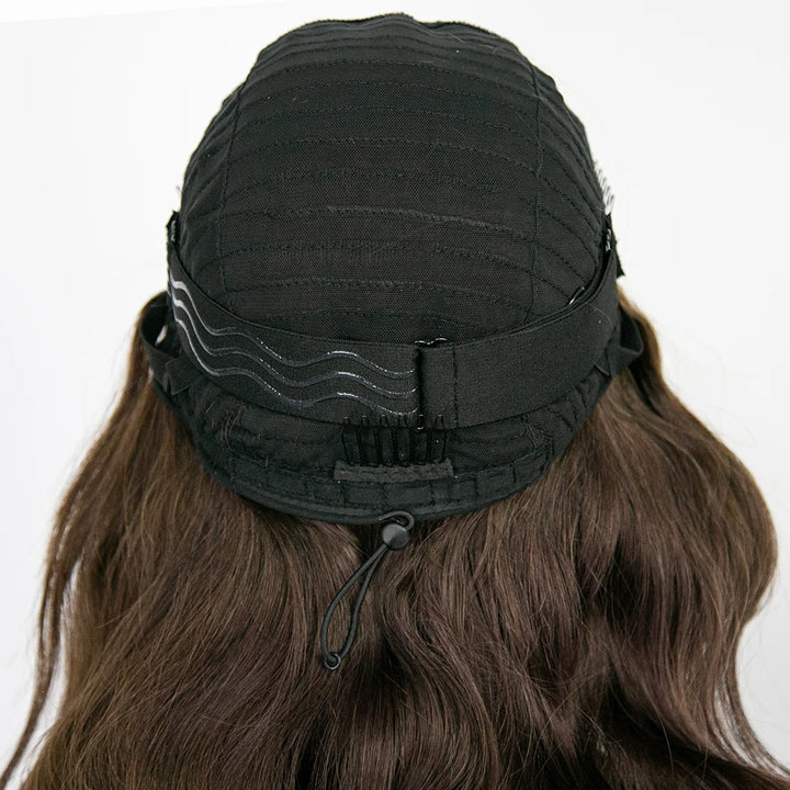 Light brown body wave drawstring half wig for women