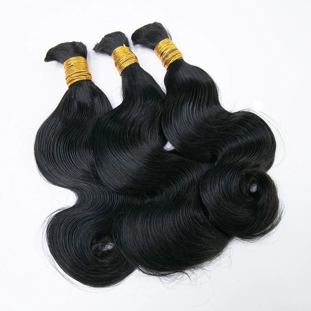 Flash Sale | #1 Jet Black Double Drawn Body Wave Braiding Hair
