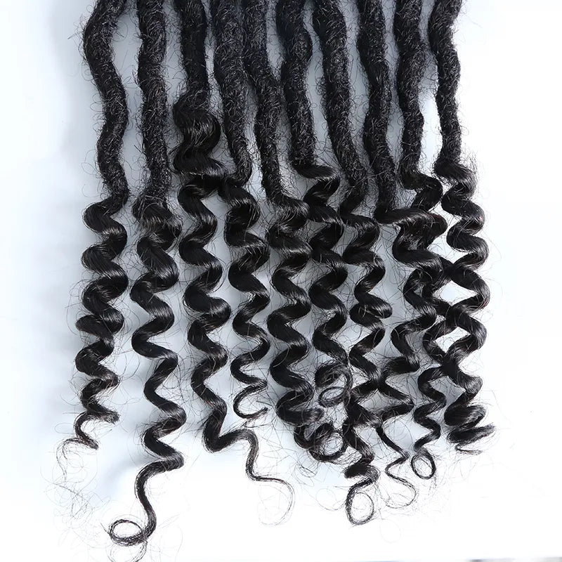Loop Human Hair Loc Extensions With Curly Ends  - Natural Black #1B