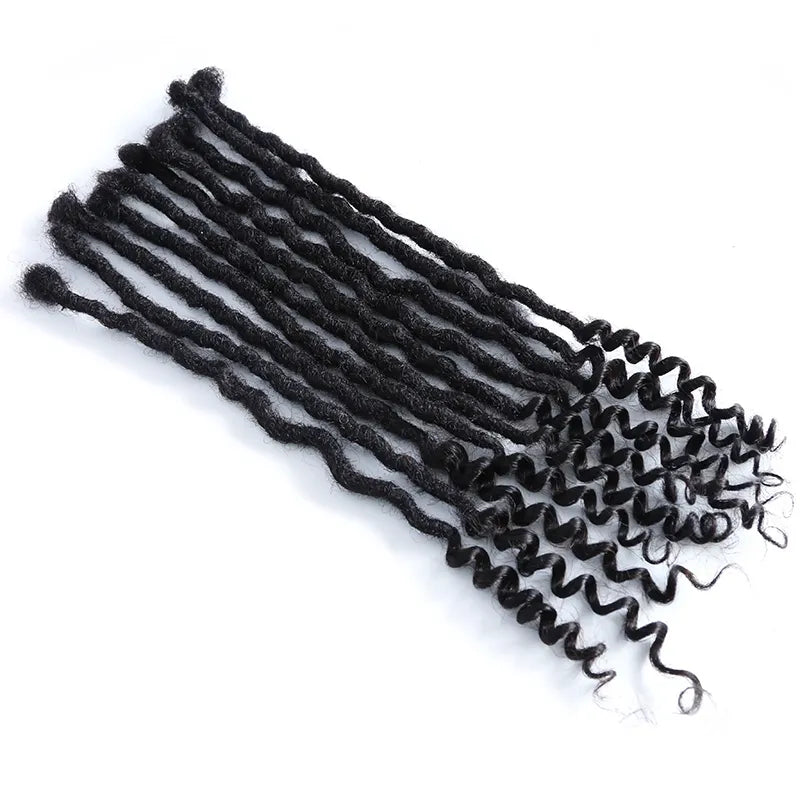 Loop Human Hair Loc Extensions With Curly Ends  - Natural Black #1B