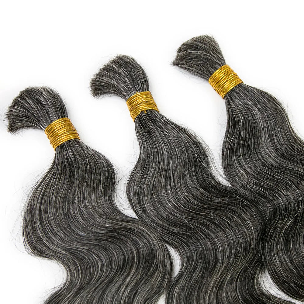 Salt and Pepper Body Wave Bulk Human Braiding Hair
