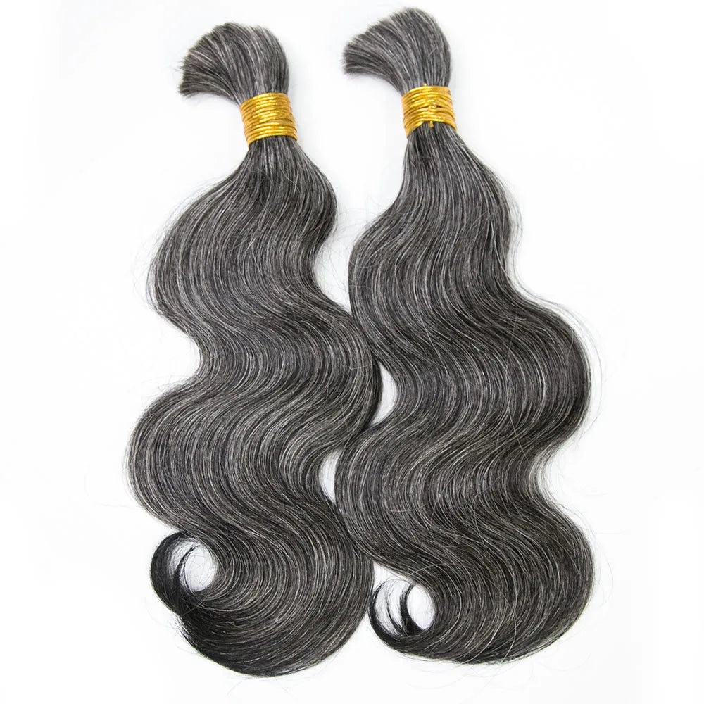 Salt and Pepper Body Wave Bulk Human Braiding Hair
