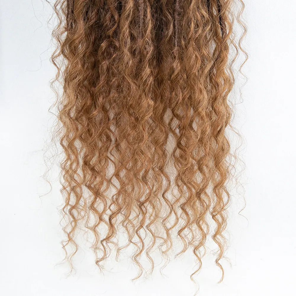 Brown Crochet Soft Locs with Curly Human Ends