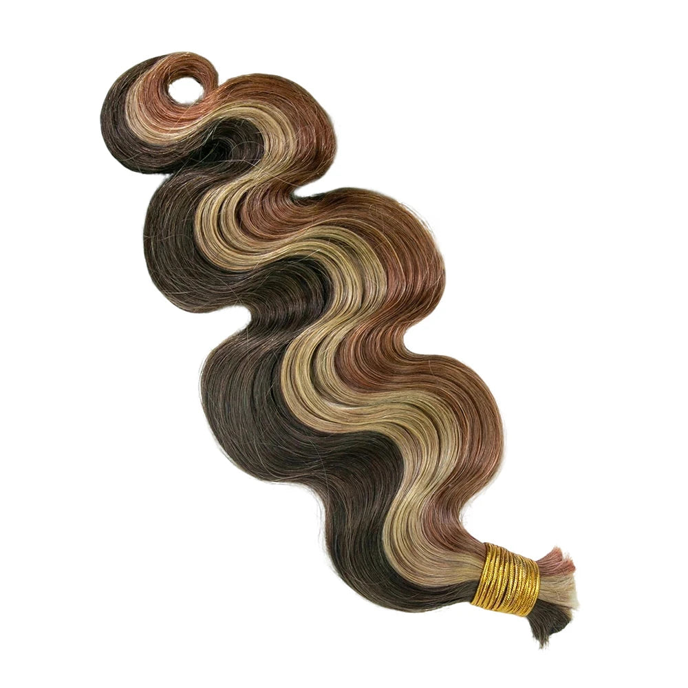 Double Drawn Burmese #4/#27/#30 Mix Color Blend Body Wave Bulk Human Braiding Hair