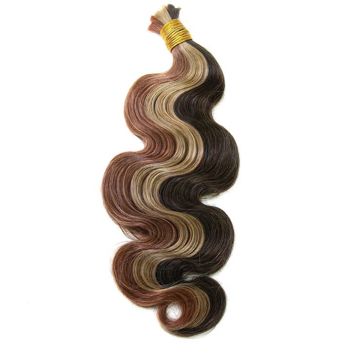 Double Drawn Burmese #4/#27/#30 Mix Color Blend Body Wave Bulk Human Braiding Hair