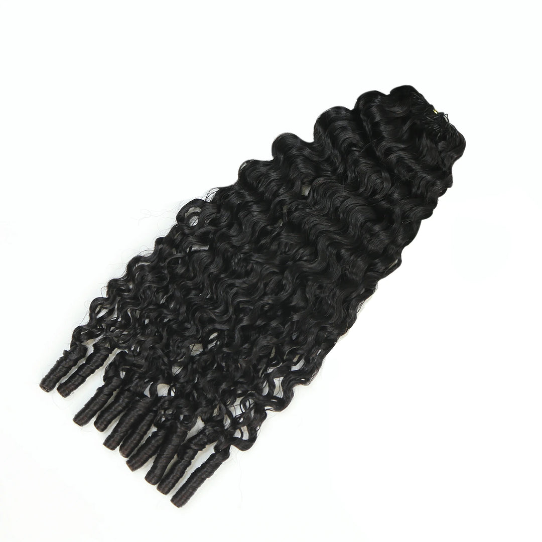 Ywigs Burmese Water Curly Human Crochet Hair one bundle showing full curly texture