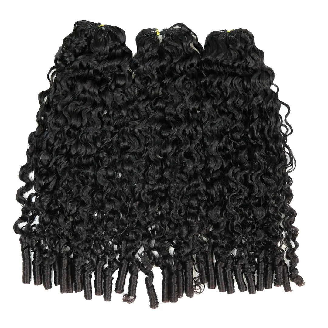 Ywigs Burmese Water Curly Human Crochet Hair one bundle showing full curly texture