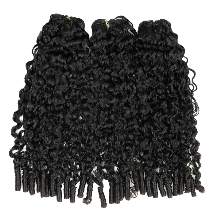 Ywigs Burmese Water Curly Human Crochet Hair one bundle showing full curly texture
