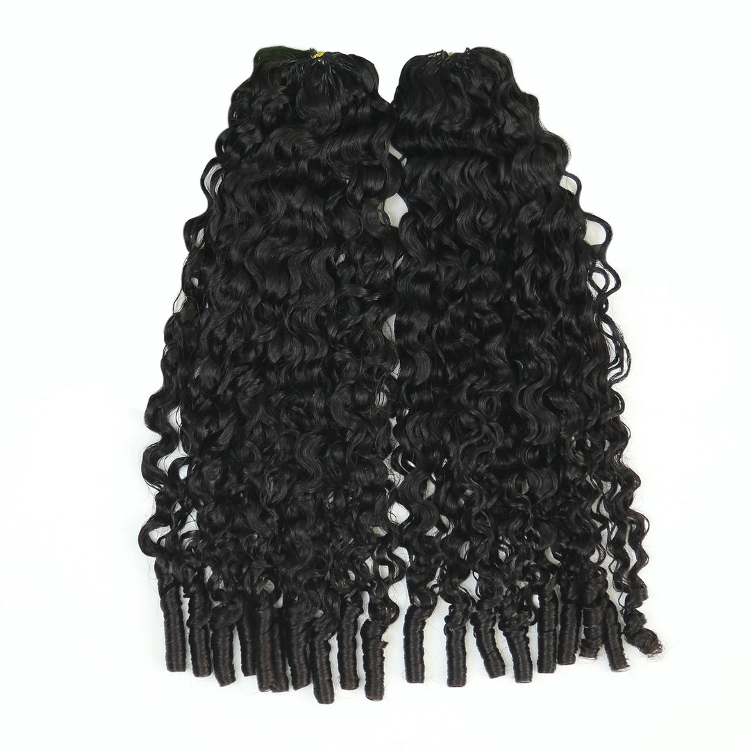 Ywigs Burmese Water Curly Human Crochet Hair front view