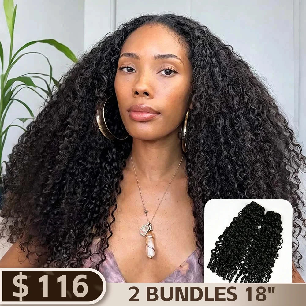 Ywigs Burmese Water Curly Human Crochet Hair front view