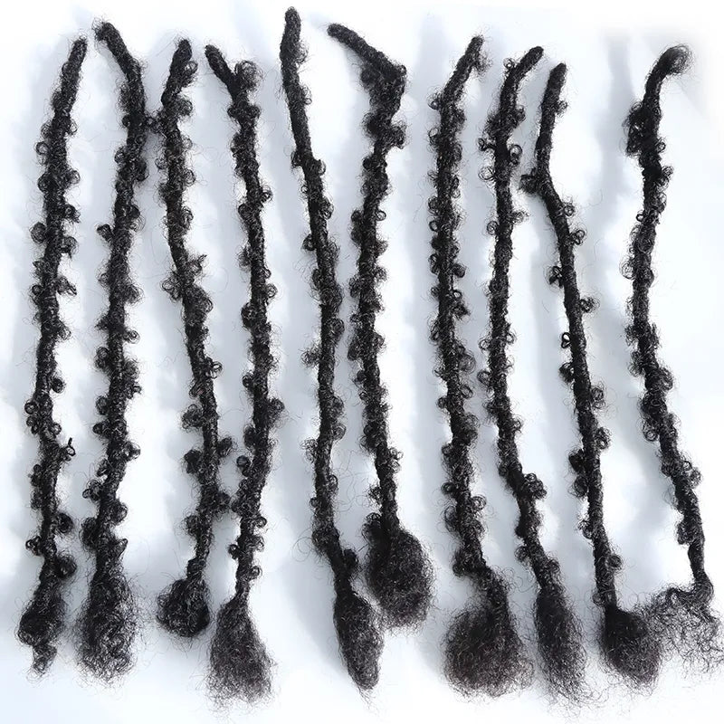 Extensões de cabelo humano Boho Loc com borboletas angustiadas - preto natural # 1B