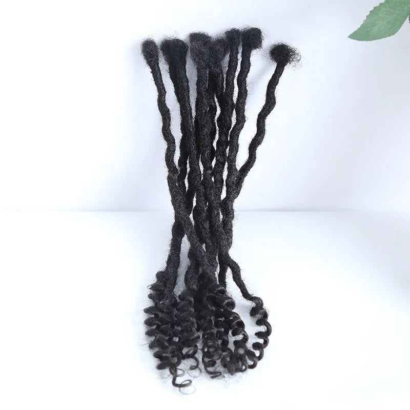 Loop Human Hair Loc Extensions With Curly Ends  - Natural Black #1B
