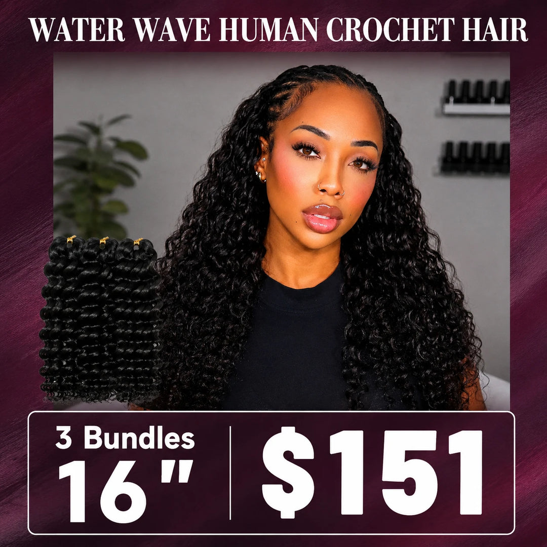💥Flash Sale | Natural Color Water Wave Crochet Human Hair