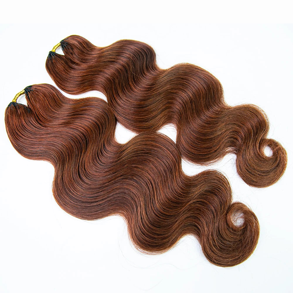 body wave copper human crochet hair
