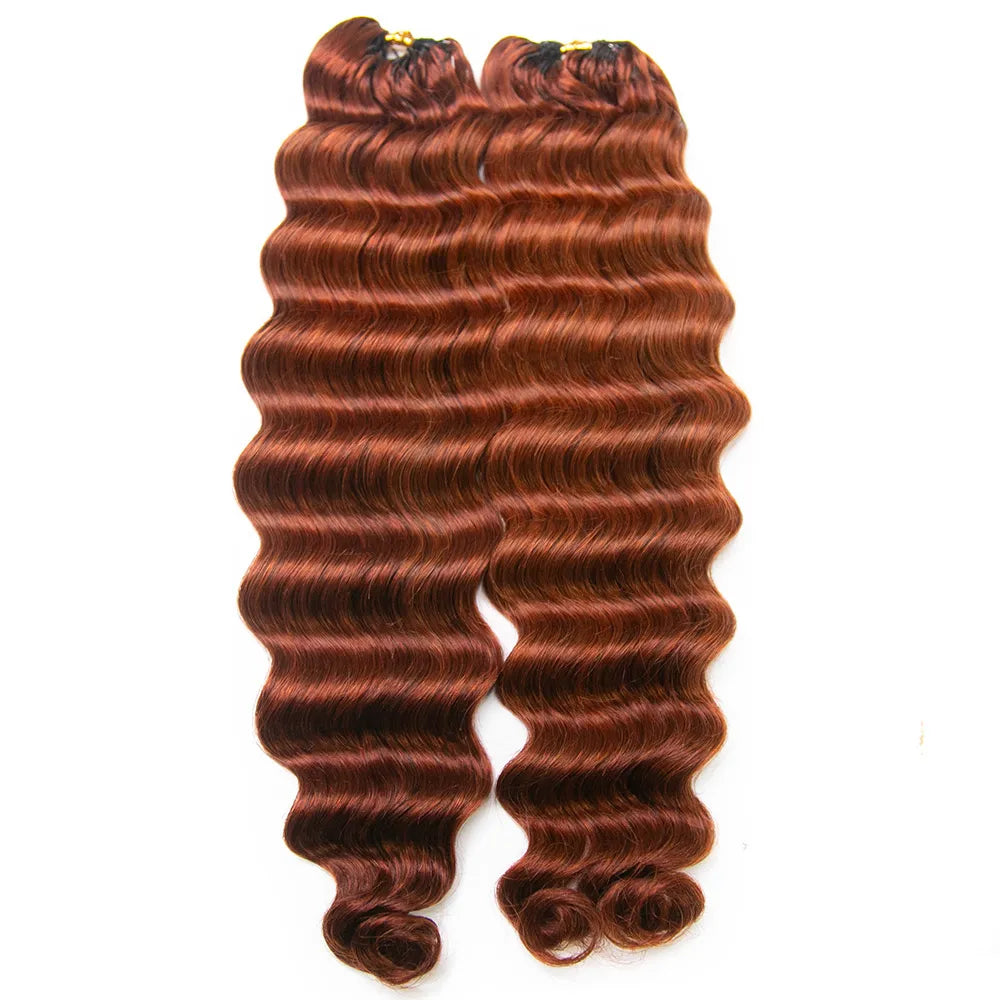 copper color deep wave crochet human hair