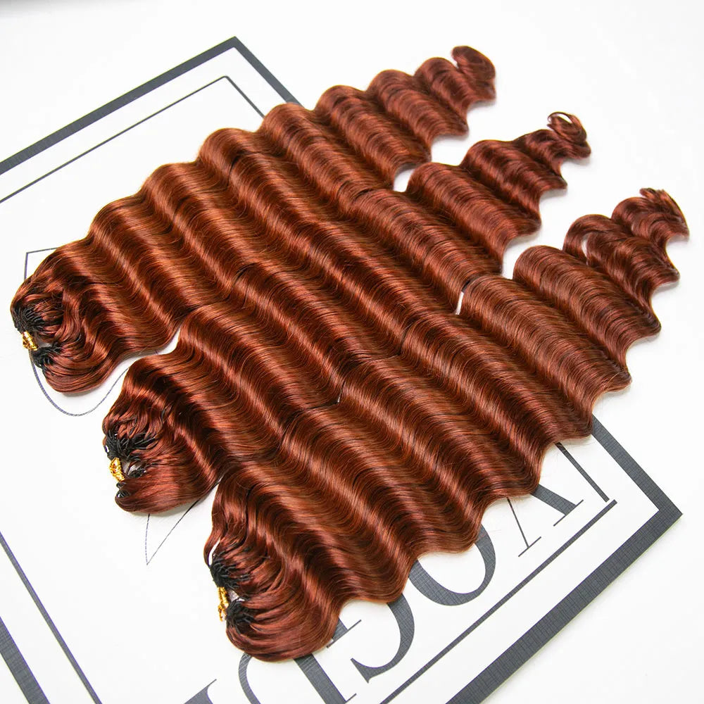  copper deep wave human crochet hair