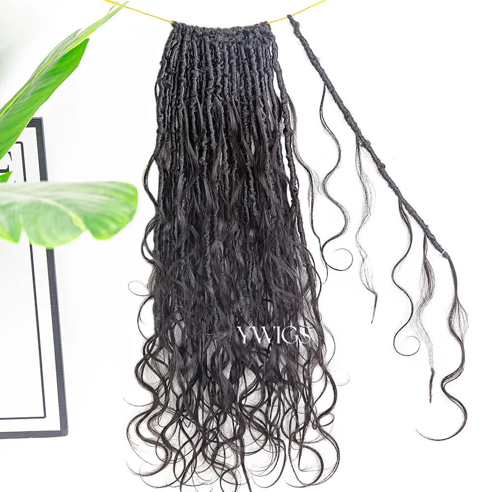 Wholesale - Crochet Boho Locs with Human Hair Curls (Price for 1 Pack of 24 locs)