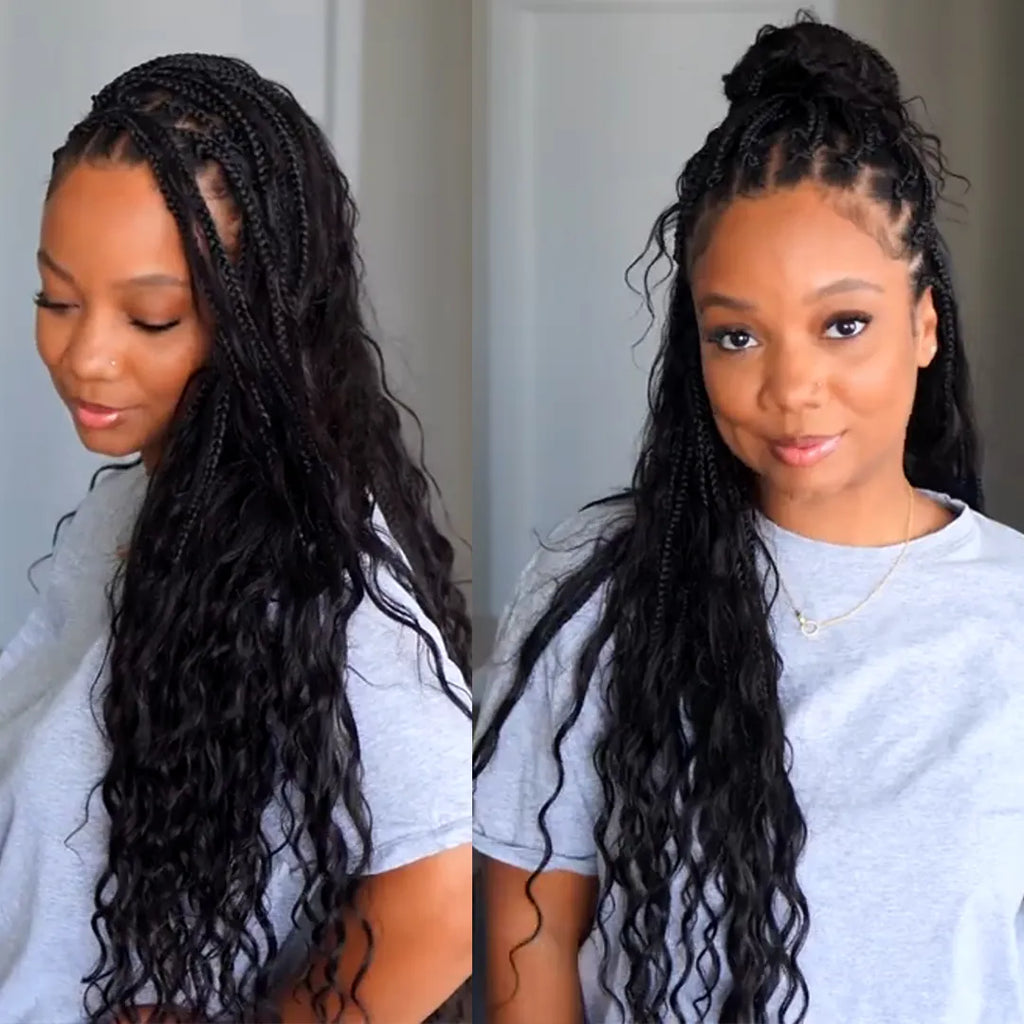 Crochet Mermaid Braids with Loose Wave Human Hair Curls Ywigs