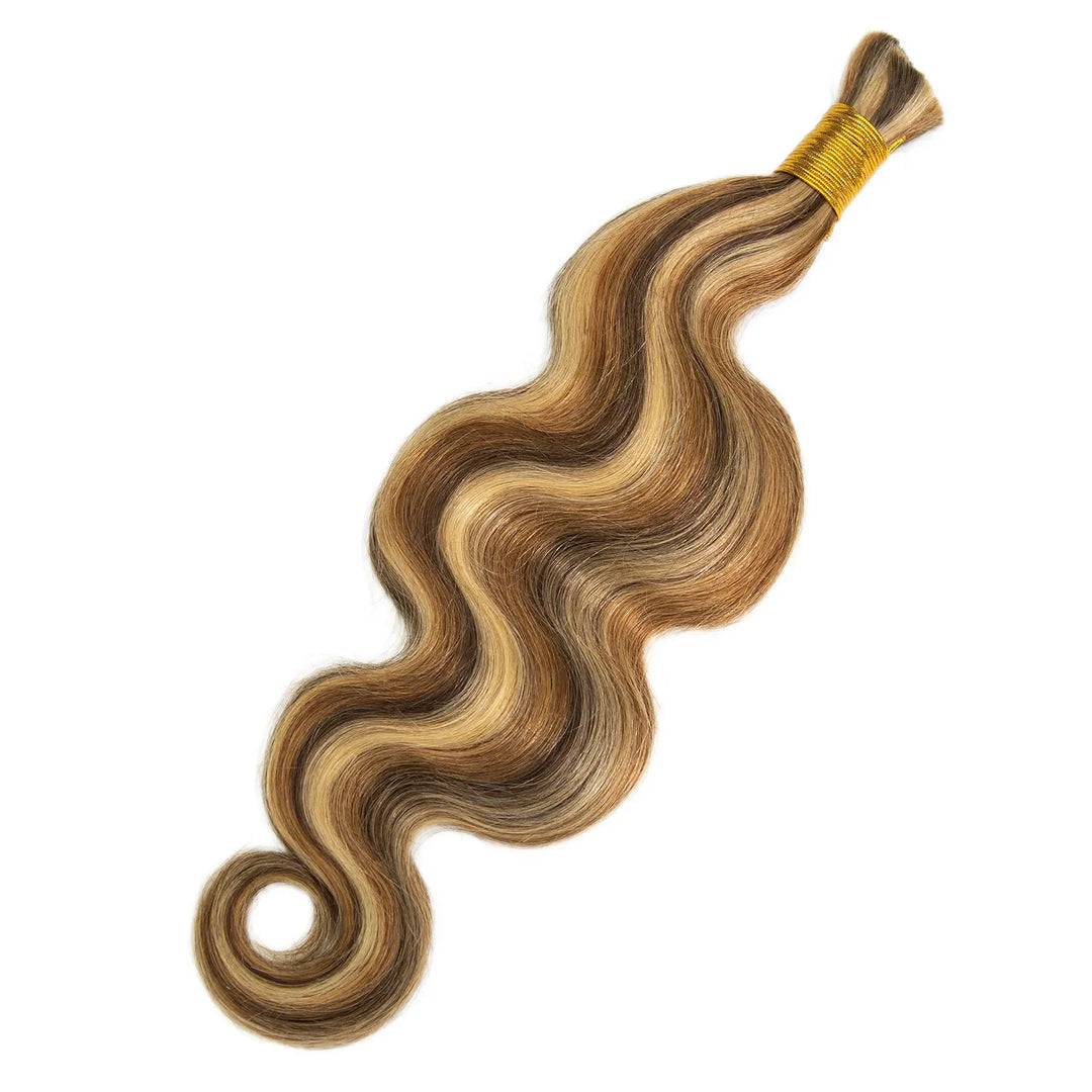 Ywigs Customized #4/27/30 Mix Color Body Wave Bulk Human Braiding Hair one bundle showing full wave texture