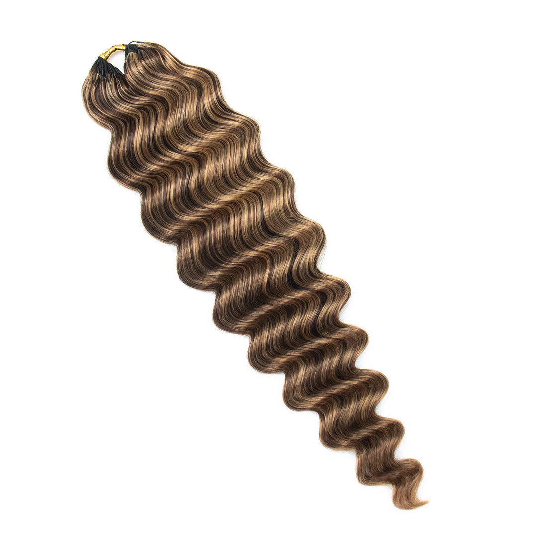 Ywigs #D4/27 Mix Color Blend Loose Deep Wave Human Crochet Hair one bundle showing full wave texture