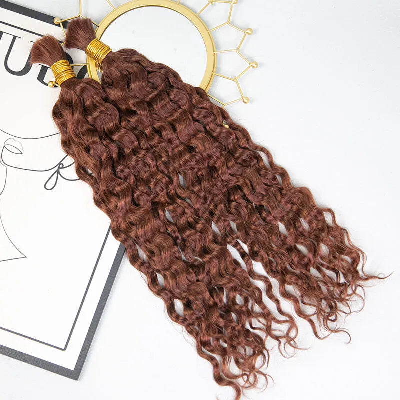 #33 Dark Auburn Spanish Curl Bulk Hair Extensions for Braiding
