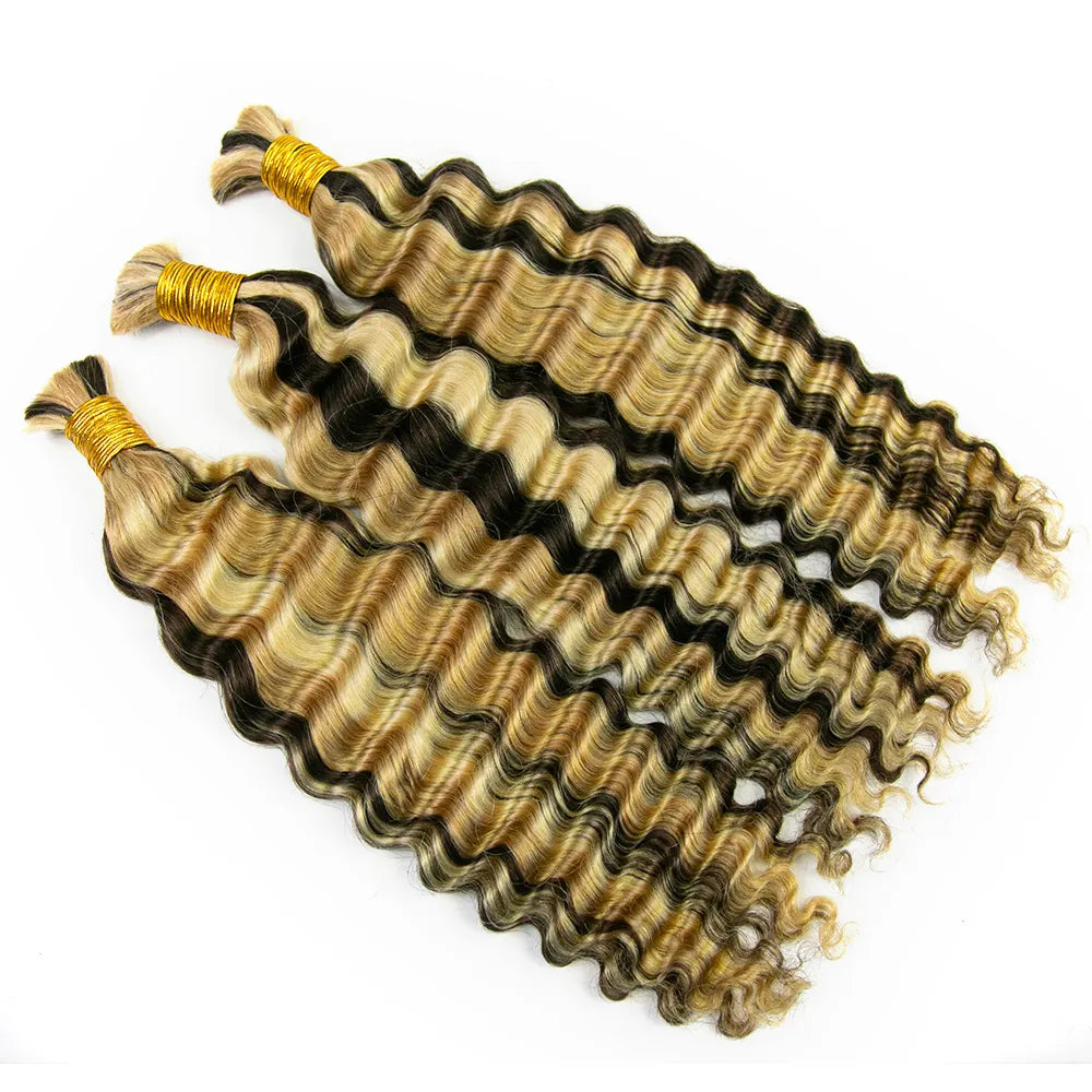 deep wave bulk braiding hair #4/#27/#613