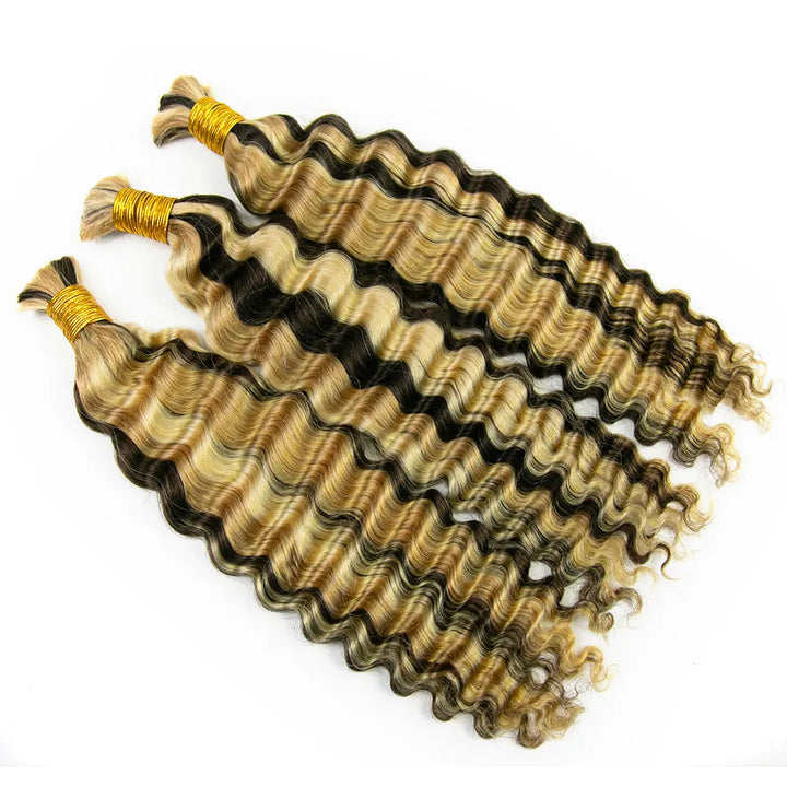 deep wave bulk braiding hair #4/#27/#613