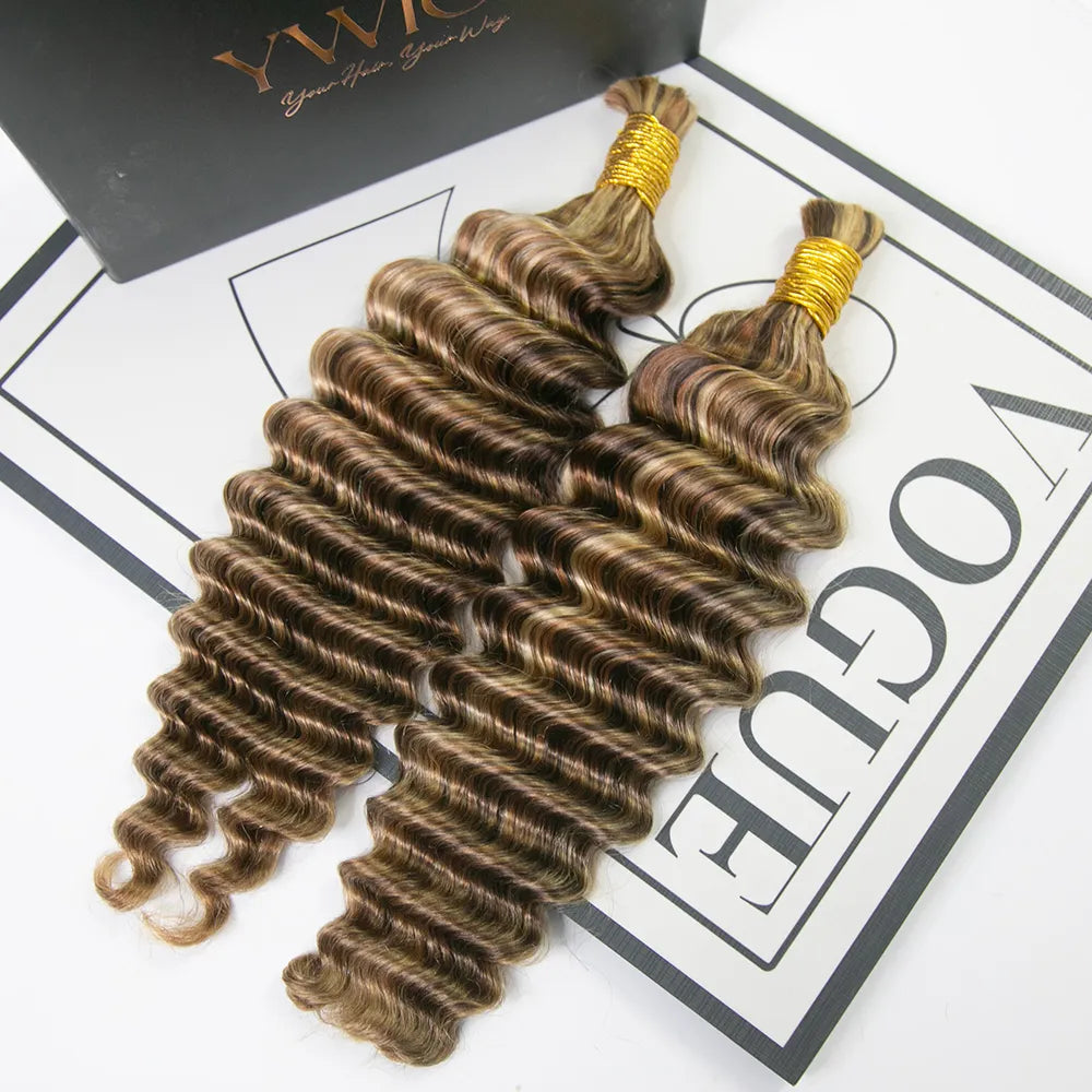 Deep Wave Bulk Human Braiding Hair #4/27/30/613