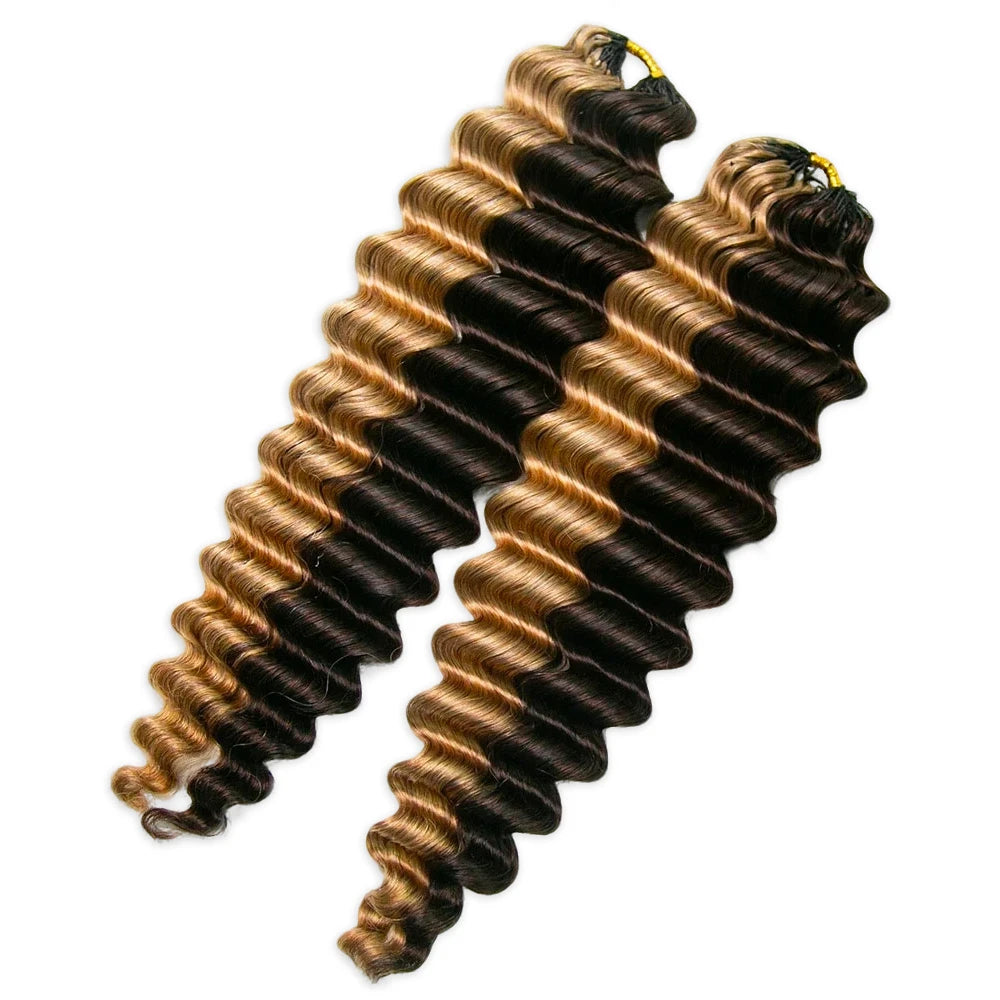 deep wave human crochet hair #4/27 color for miracle knots
