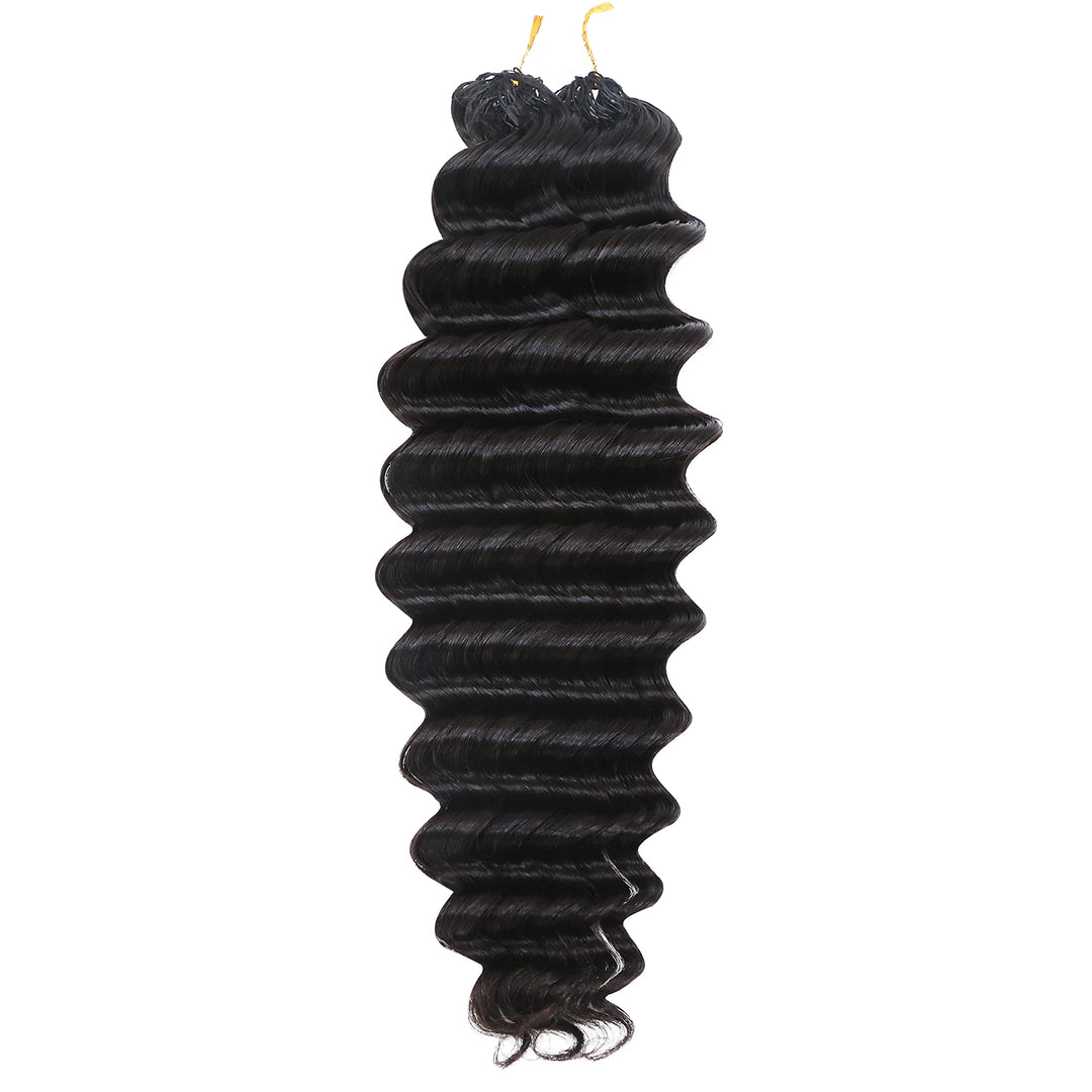 Ywigs Deep Wave Human Crochet Hair for Miracle Knots one bundle showing full wave texture
