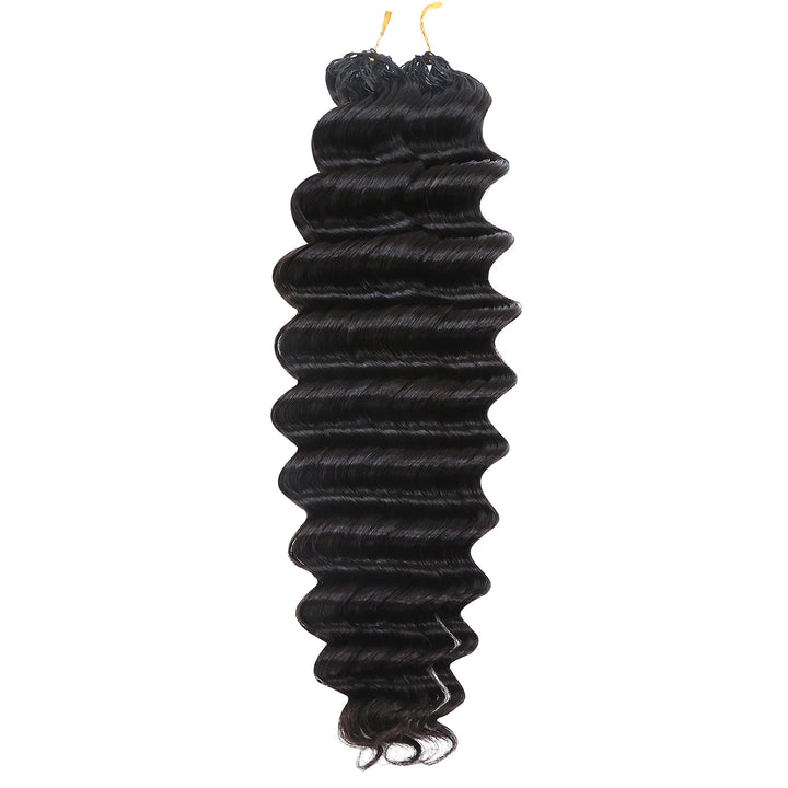 Ywigs Deep Wave Human Crochet Hair for Miracle Knots one bundle showing full wave texture