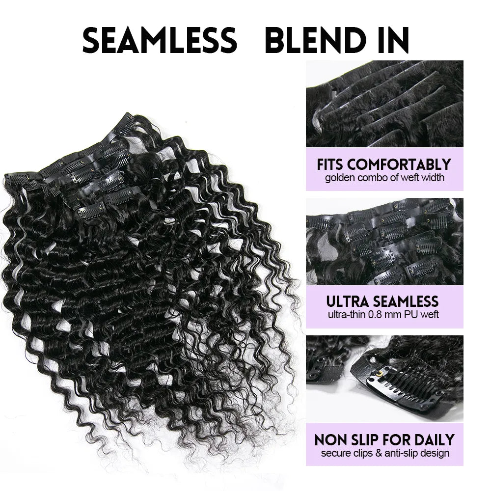 Invisible Edge Clip In Hair Extensions Deep Wave – Ywigs