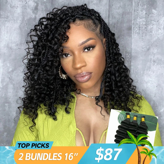 deep wave braiding hair 2 bundles 16 inches only 87