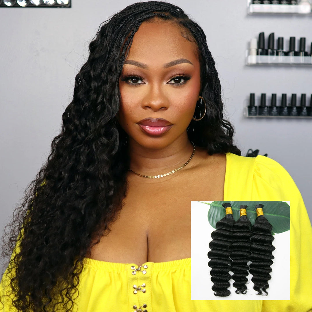 boho braids hair with Ywigs deep wave bulk human hair