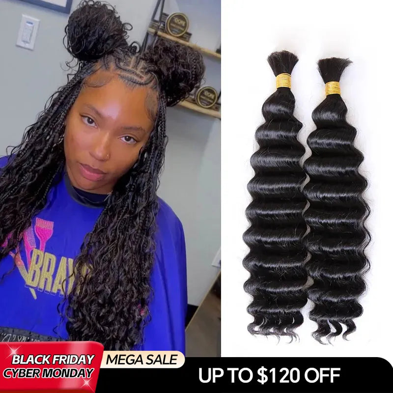 deep wave double drawn bulk hair cyber monday sale