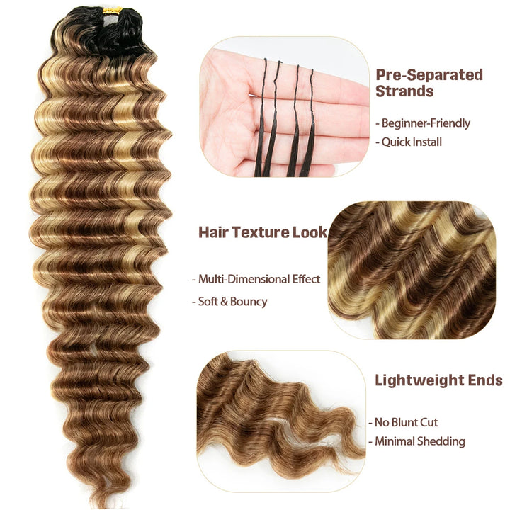 mix blend T1B/27/30/613 color deep wave crochet human hair