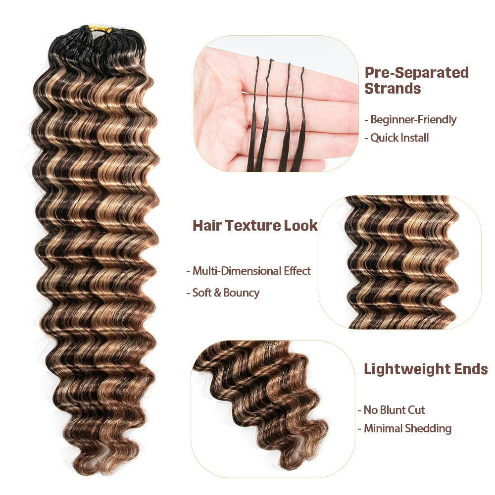 mix blend T1B/4/27/30 color deep wave crochet human hair