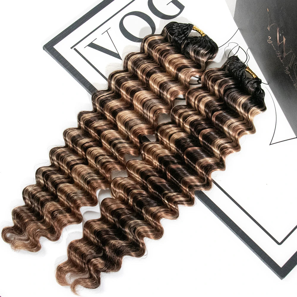 deep wave human crochet hair #T1B/4/27/30 color for miracle knots