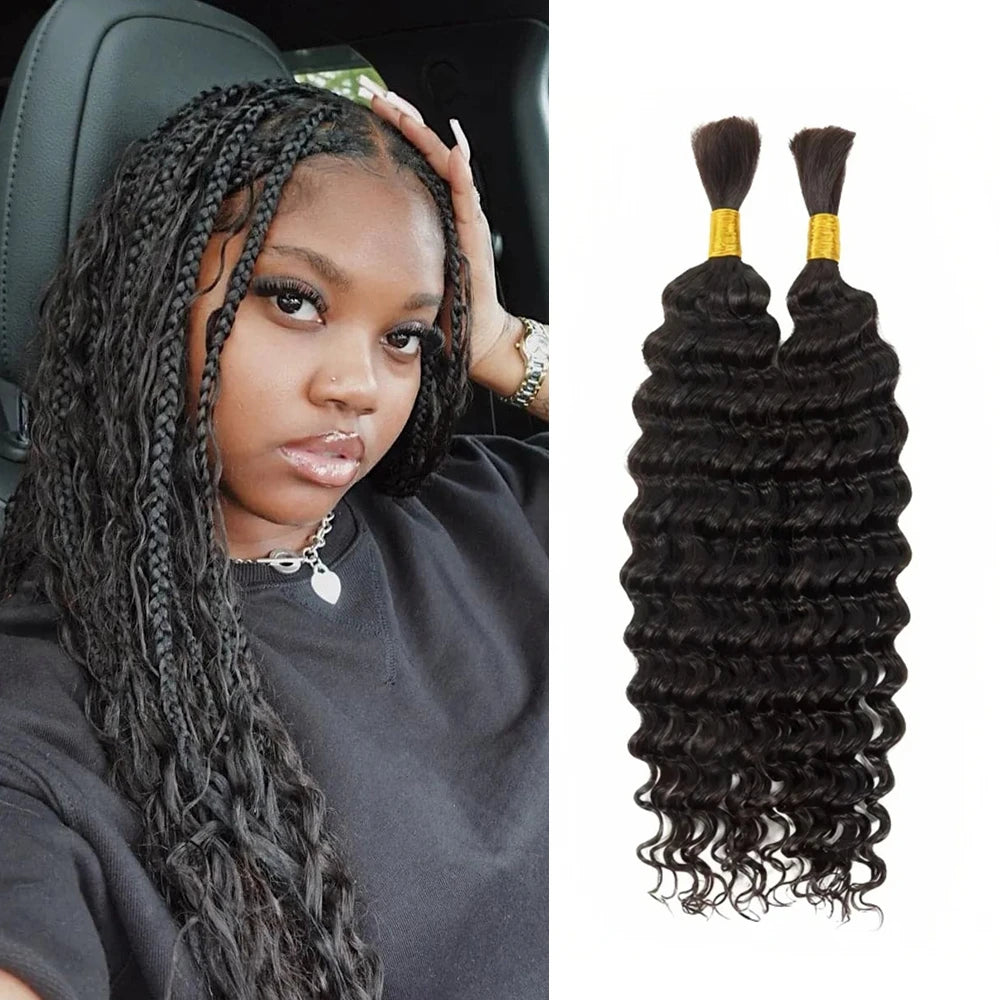 deep wave boho braids hair with YWIGS bulk braiding hair