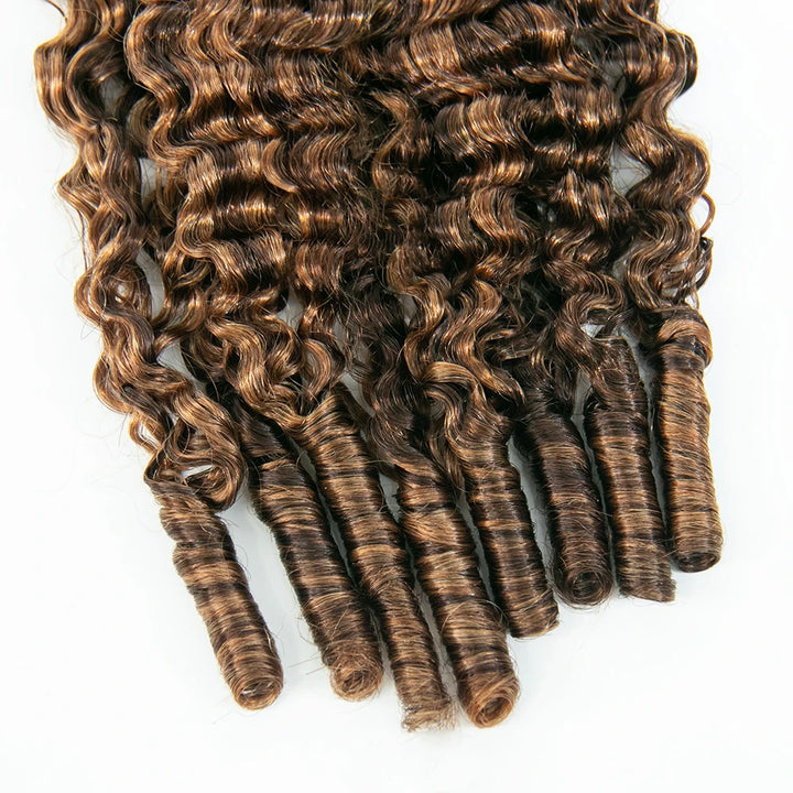 details for 4/30 mix color water curly human crochet hair