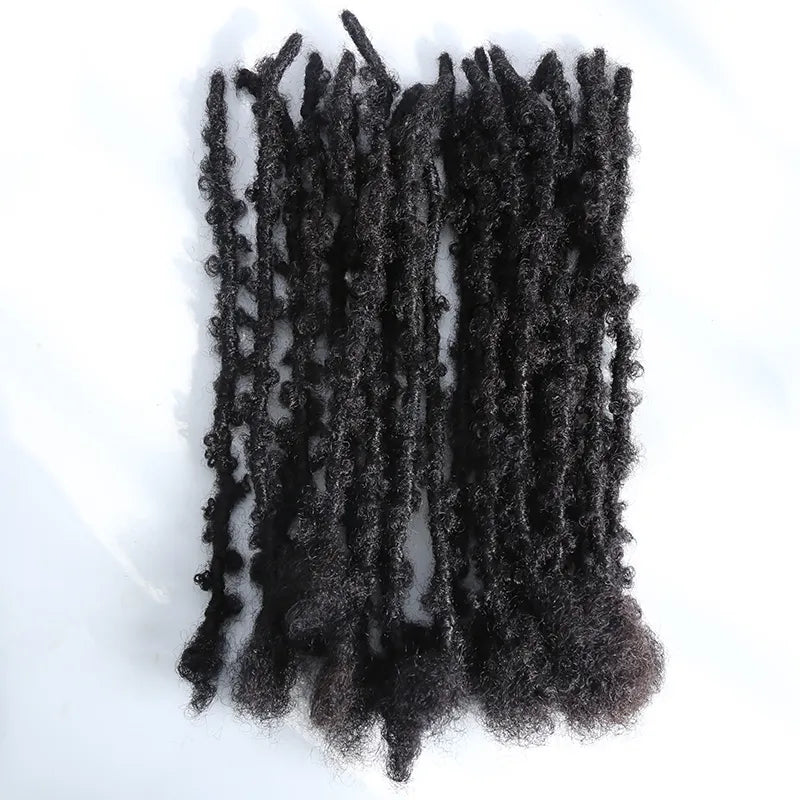Butterfly Distressed Boho Loc Extensions Human Hair Natural #1B
