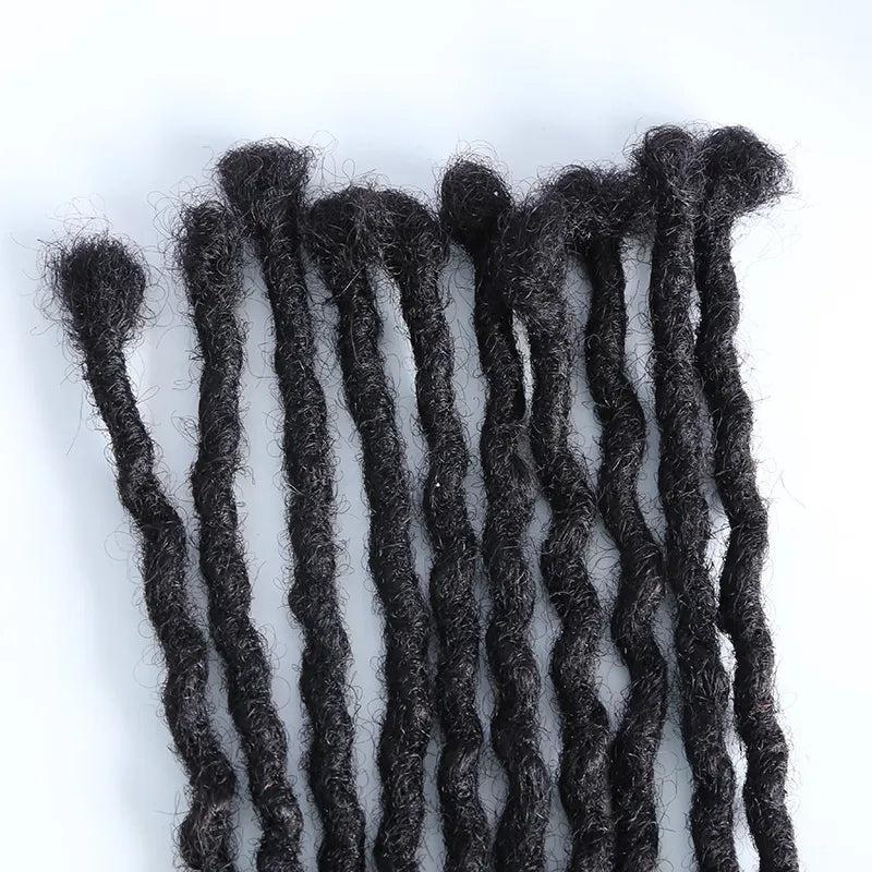 Loop Human Hair Loc Extensions With Curly Ends  - Natural Black #1B