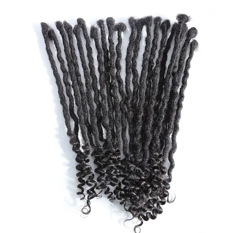 Loop Human Hair Loc Extensions With Curly Ends  - Natural Black #1B