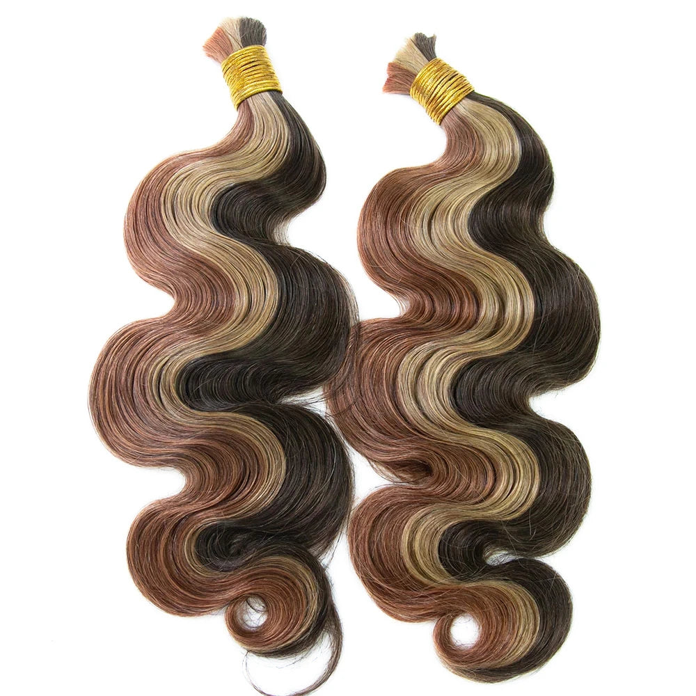 Double Drawn Burmese #4/#27/#30 Mix Color Blend Body Wave Bulk Human Braiding Hair