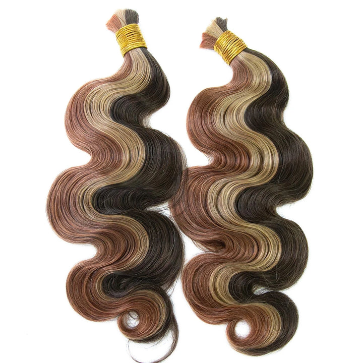 Double Drawn Burmese #4/#27/#30 Mix Color Blend Body Wave Bulk Human Braiding Hair