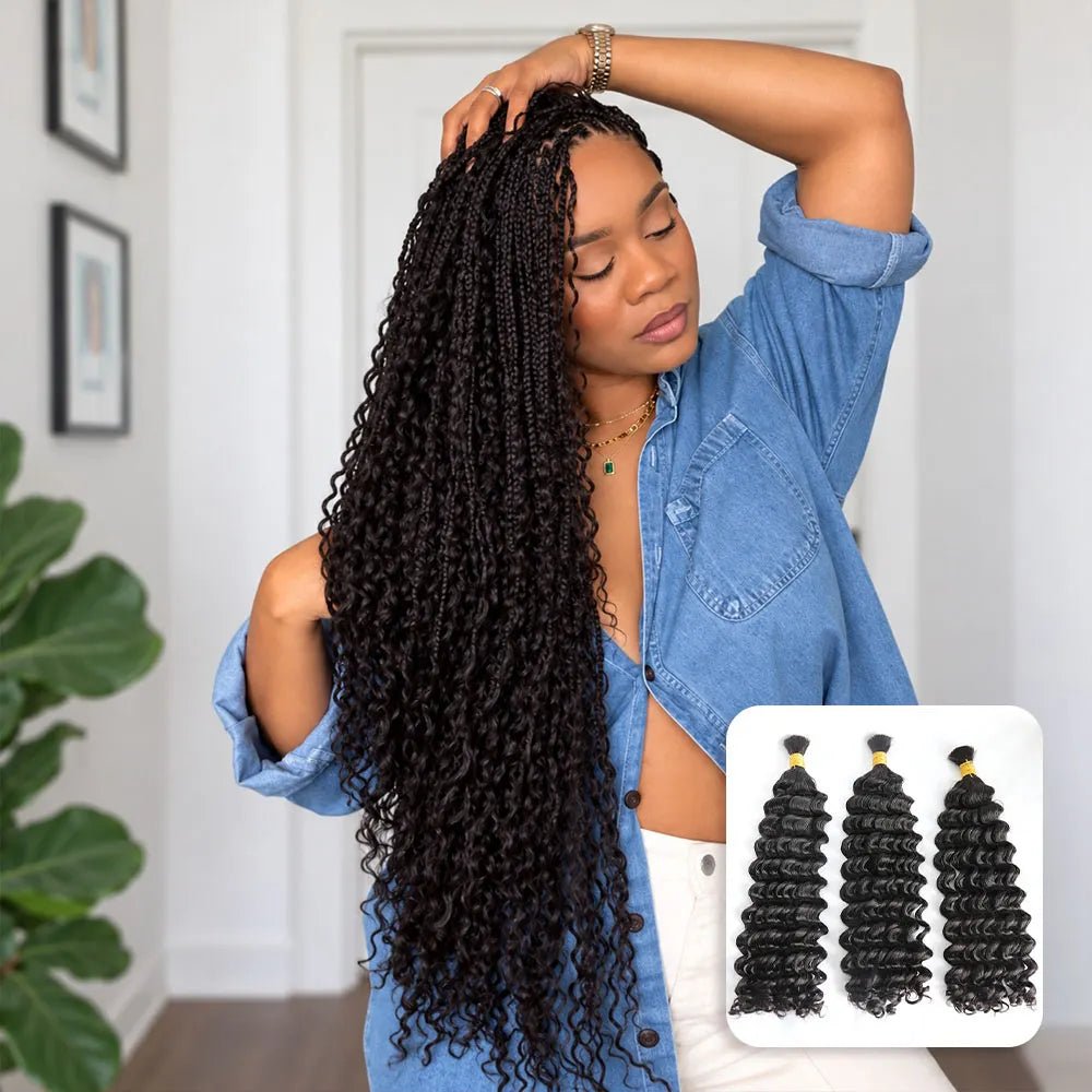 Ywigs Double Drawn Burmese Italy Curly human braiding hair side view for boho braids