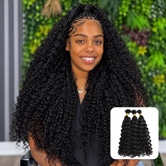 Ywigs Double Drawn Burmese Water Wave human braiding hair front view for boho braids